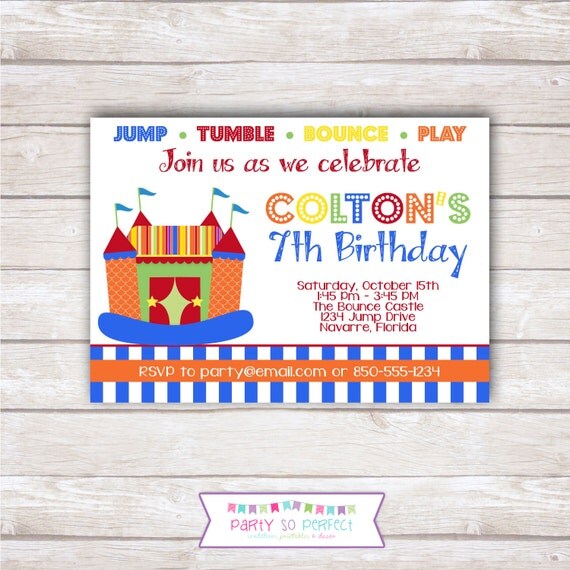 BOUNCE HOUSE Birthday Party Invitation - PRINTABLE Il_570xn