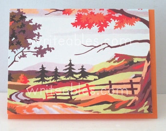 New "Vintage Style" Paint by Number Fall Country Road Greeting Card by writeables