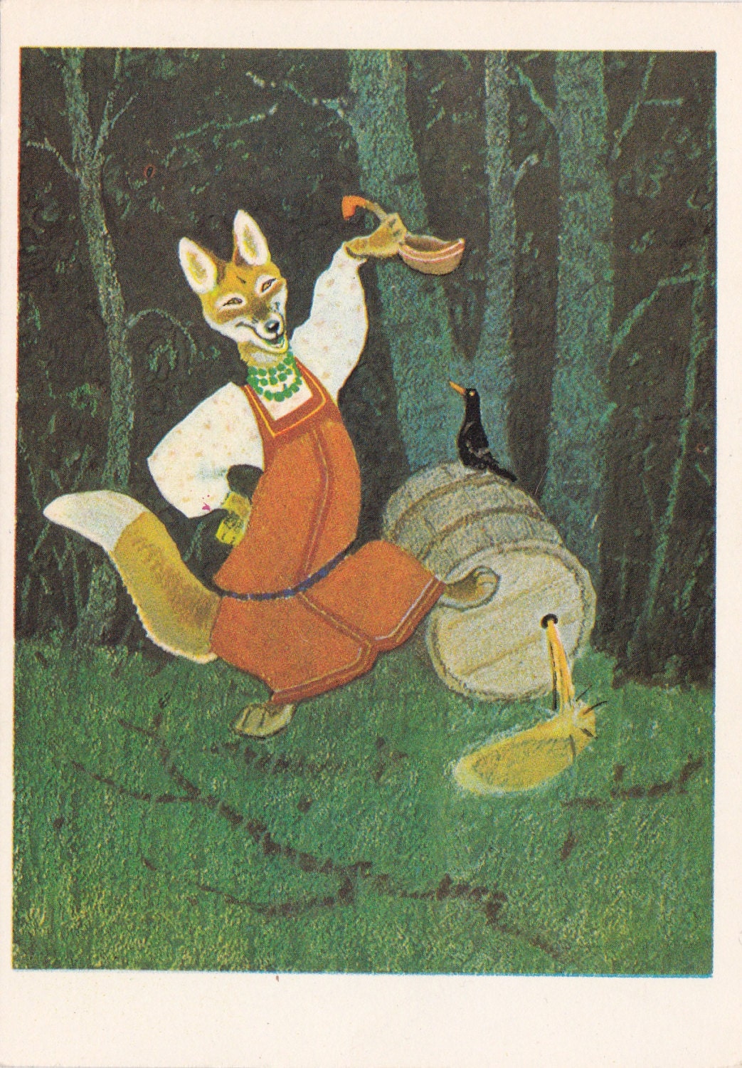 Print Illustration by Rachev for Russian Folk Tale The