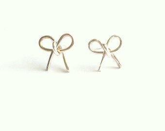 Bow Earrings, Bow Stud Earrings, Silver Bow Earrings, Best Friend Earrings, Tie The Knot Earrings, Delicate Stud Earrings, Gift Under 20