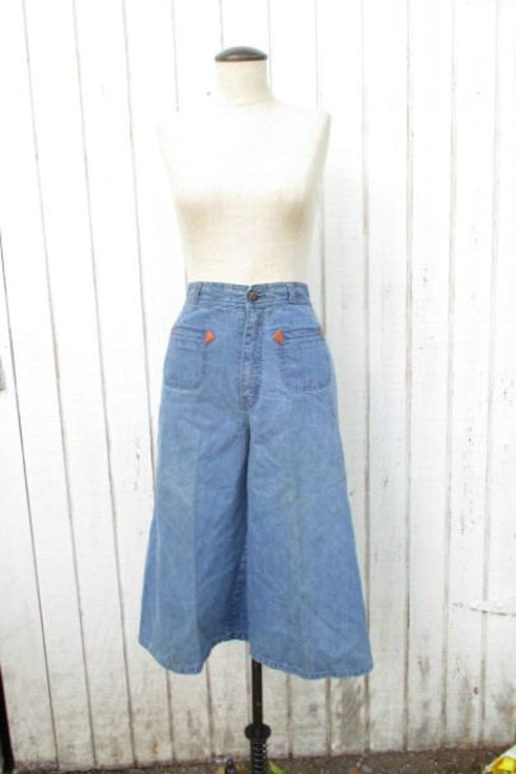 70's Jean Gaucho Pants Western Culottes 70s Denim Shorts