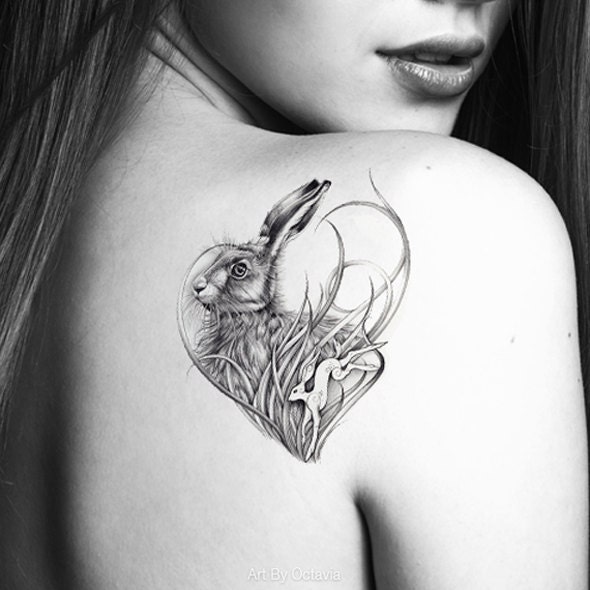 rabbit tattoo hare temporary tattoo animal tattoo rabbit rabbit tattoo hare temporary tattoo animal tattoo rabbit