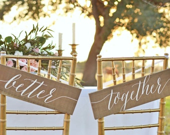Better Together Chair Signs, Better Together Sign, Mr and Mrs Wedding Signs, Mr Mrs chair Signs, Wedding Chair Signs, beloved