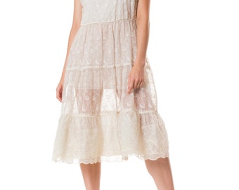 1950S Embroidered Nylon Dress Size: S