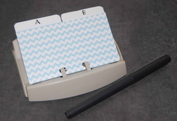 Printable Rolodex Alphabet Dividers in Blue Chevron