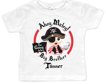 Pirate Big Brother T-shirt or Onesie - I'm going to be a Big Brother - Personalized Pirate Pregnancy Announcement