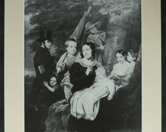 Vintage Print of the Heger Family by Ange François, Victorian Wall Art, Childhood Decor, Available Framed, Happy Art, German Historic Gift