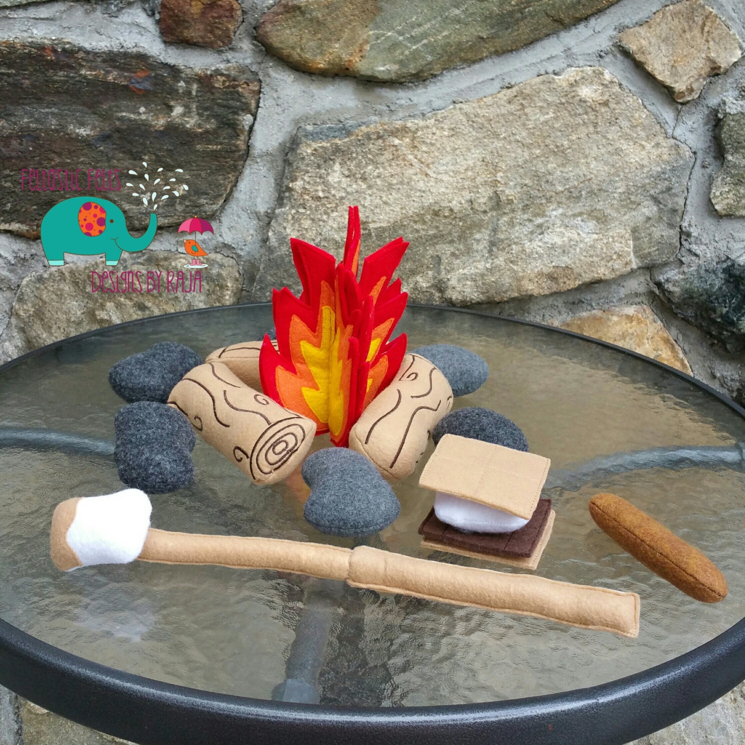 Felt campfire bonfire play set pretend play make believe