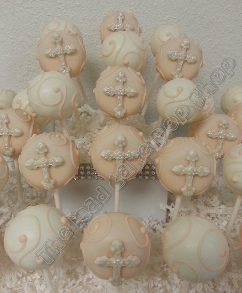 Cross Cake Pops Christening Baptism First by