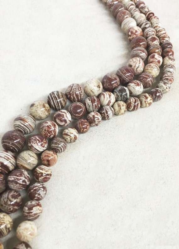 Brown Flower Agate Beads