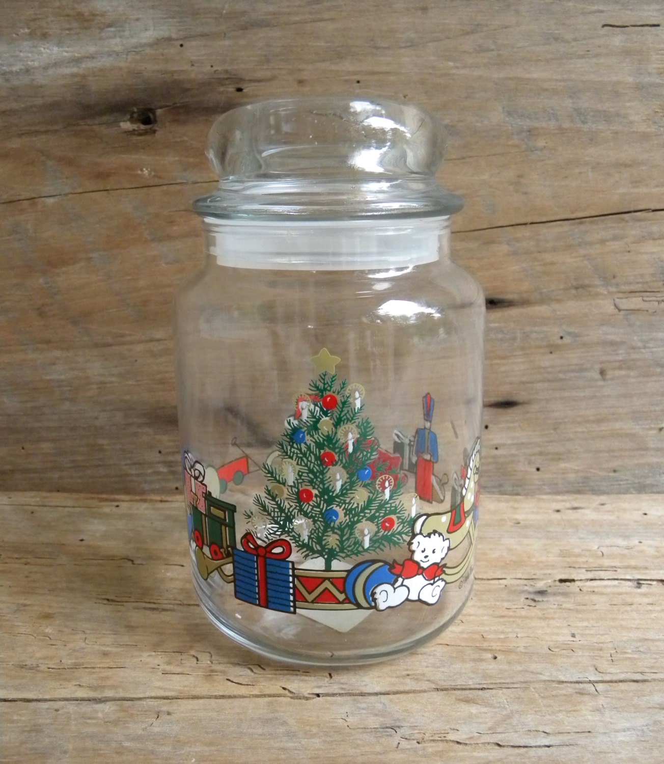 1988 anchor hocking glass christmas canister vintage 1988 anchor hocking glass christmas canister vintage