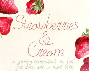 Strawberries And Cream Font Vintage Style Typeface Cursive Commercial Use Hand Strawberries And Cream Font Vintage Style Typeface Cursive Commercial Use Hand