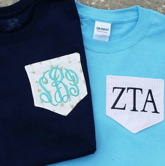 Monogram Pocket Tee. Several colors and by SouthernTwistAcc