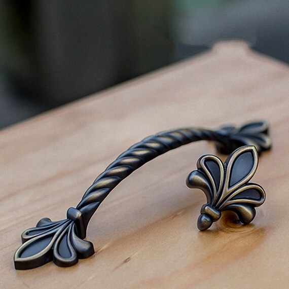 Black Vintage Brass Dresser Drawer Pulls Handles Knobs Fleur