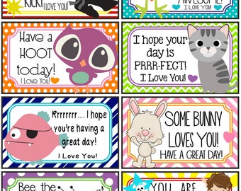 Lunch Notes and Jokes - 16 Printable Lunch Box Notes - Instant Download