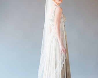 Single Tier Veil With Low Volume, Chapel Length Veil, Wedding Veil, Bridal Veil, 54" Width, Simple Veil, Long Veil, STYLE: CATHERINE