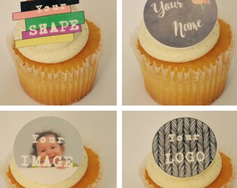 Custom cupcake toppers,edible, custom logo,cupcake,personalized wafer paper,personalized cupcake topper,logo cupcake topper,edible cupcake