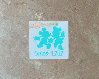 Mickey and Minnie Couple Since Custom Vinyl Decal