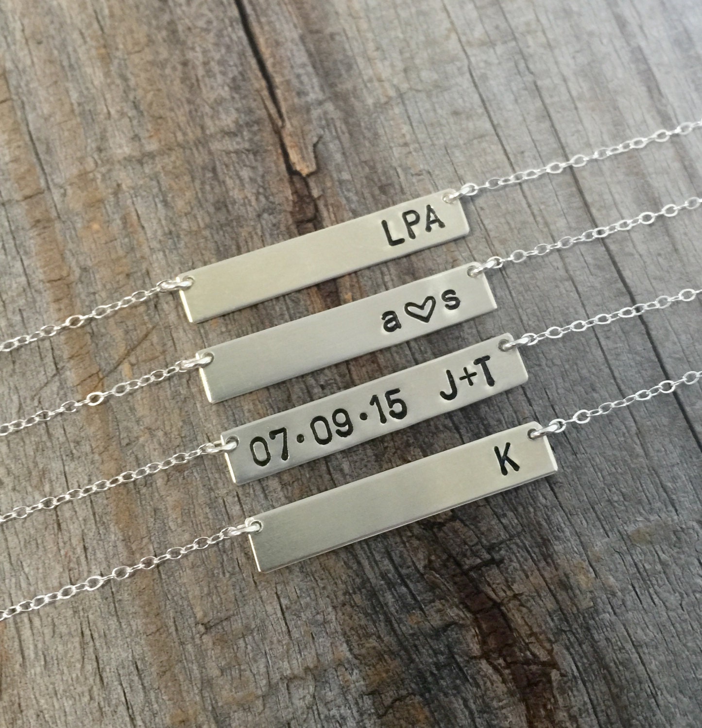 Custom Silver Bar Necklace Personalized Bar Name Necklace