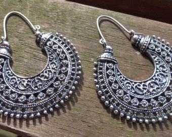 Antique Silver Tribal Earrings With Handmade Hypoallergenic Titanium Ear Wires - Gypsy - Ethnic - Hippy - Boho - Tribal Statement Earrings