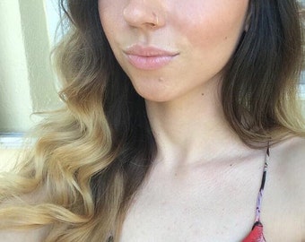 fake nose ring rose gold, faux nose ring, no piercing nose ring, boho jewelry, fake nose hoop, nose cuff, clip on nose ring, silver plated