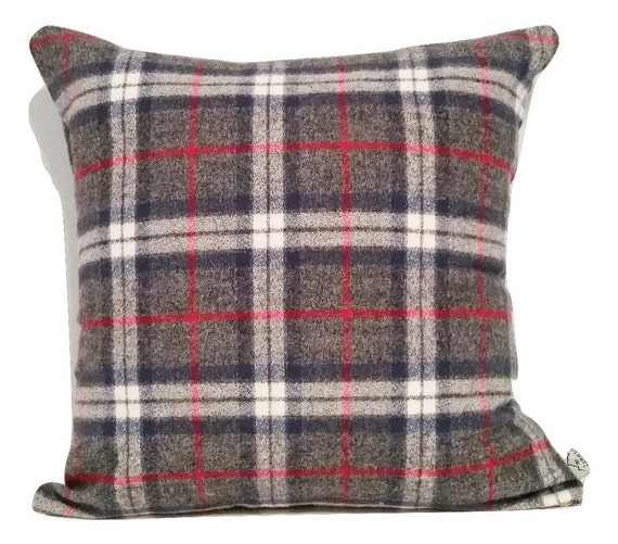 Items similar to Plaid Wool Pillow Cover, Throw Pillow Cover, Flannel