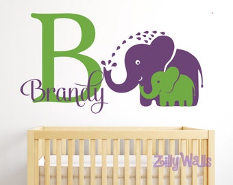 Wall Decal Elephant Wall Decal Nursery Name Decal Name decal