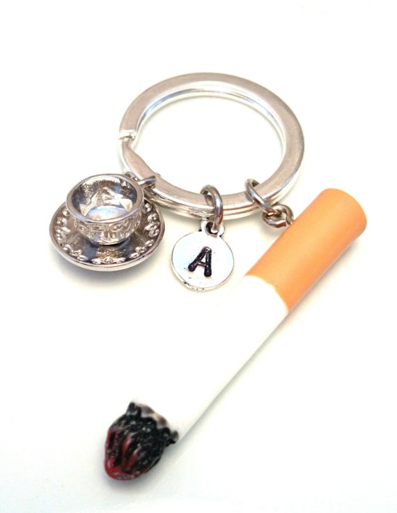 Items similar to Cigarette Coffee Keychain, Custom Keychain, Custom Key