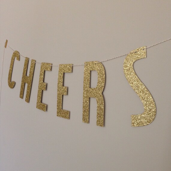 Gold Glitter Cheers Banner Gold Cheers Banner by APartyInABag