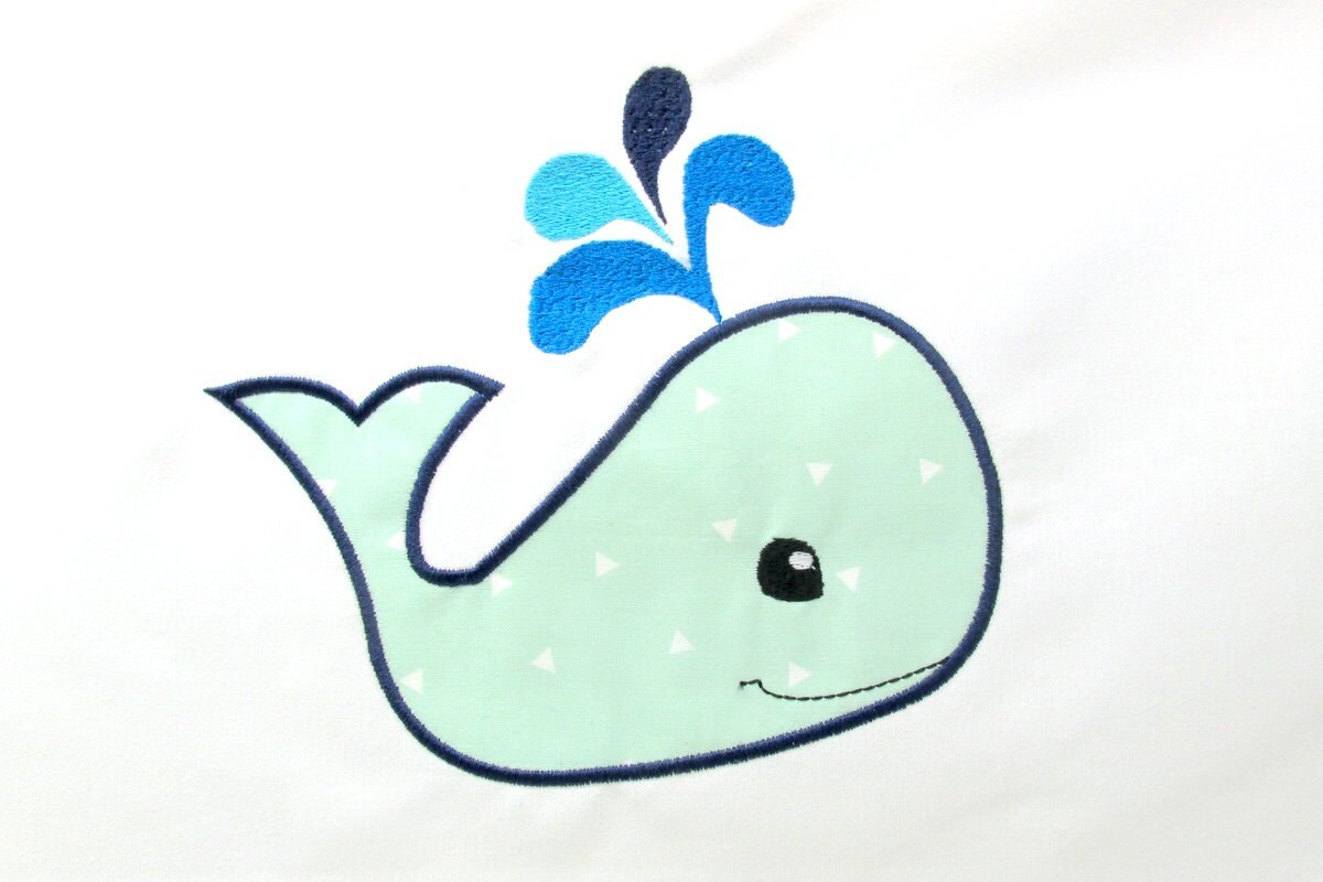 WHALE APPLIQUE Machine EMBROIDERY Design Instant Download