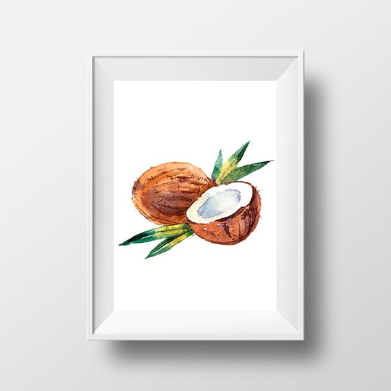 Items similar to Printable Coconut Wall Art, Coconut Wall Decor