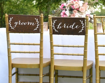 Bride and Groom Chair Sign, Bride and Groom Table Sign, Bride and Groom Signs, Bride Groom Chair Sign, Bride Groom Sign, Mr and Mrs signs