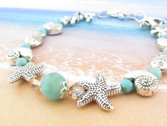Beach Charm Bracelet Starfish Seashell Bracelet Beach