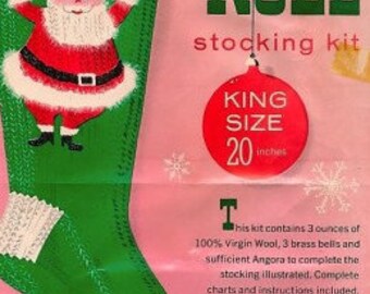 Vintage Knit Christmas Santa Stocking COPY of the Pattern 60's 70's Noel Santa