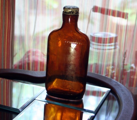 Midcentury Half Pint Brown Glass Liquor by SomethingsWonderful