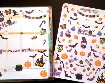 Halloween, Fits Erin Condren®, Planner Stickers, Kiss Cut, Calendar Stickers, Life Planner™ Stickers, Scrapbooking, Halloween, Spooky,Owl