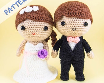 Bride and Groom Amigurumi Pattern -- DIY wedding decoration, wedding gift