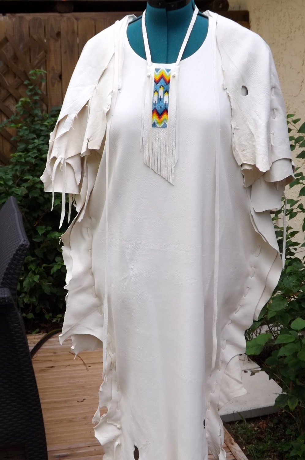White Leather Wedding Dress Deerskin Native by SpottedEagleArt
