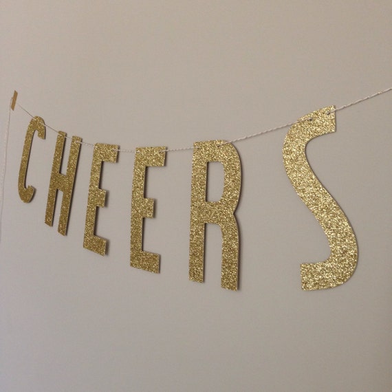 Gold Glitter Cheers Banner 6 INCH LETTERS Gold by APartyInABag