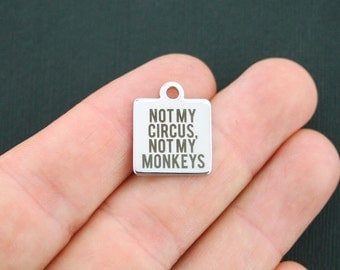 Monkeys Stainless Steel Charm - Not My Circus, Not My Monkeys - Exclusive Line - Quantity Options - BFS577
