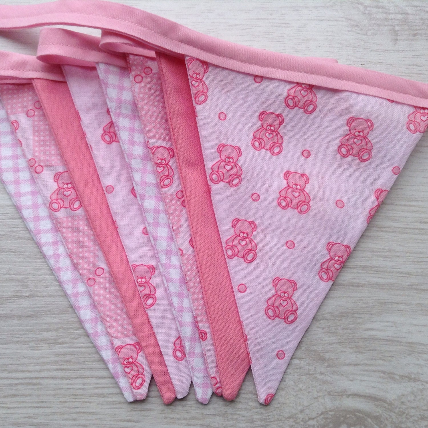 Pink Teddy Bunting Nursery Decor Girls Room Baby Shower