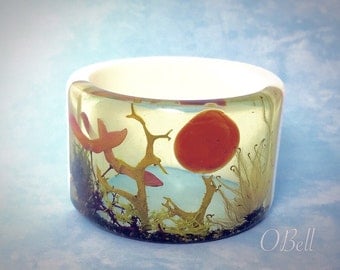 Fairly Forest Resin Bangle. Unique Resin Jewelry by Oksana Bell