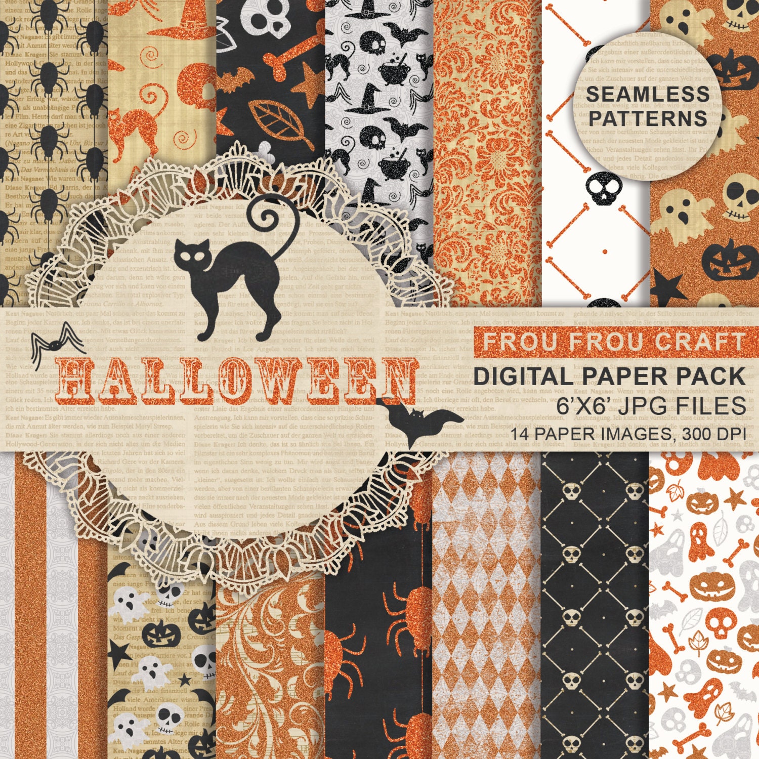 Download Halloween Digital Paper Pack Instant Download Seamless Pattern