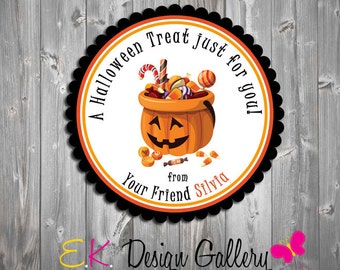 Halloween Personalized School Treat Favors Party Gift Tags Stickers Labels Digital DIY IV
