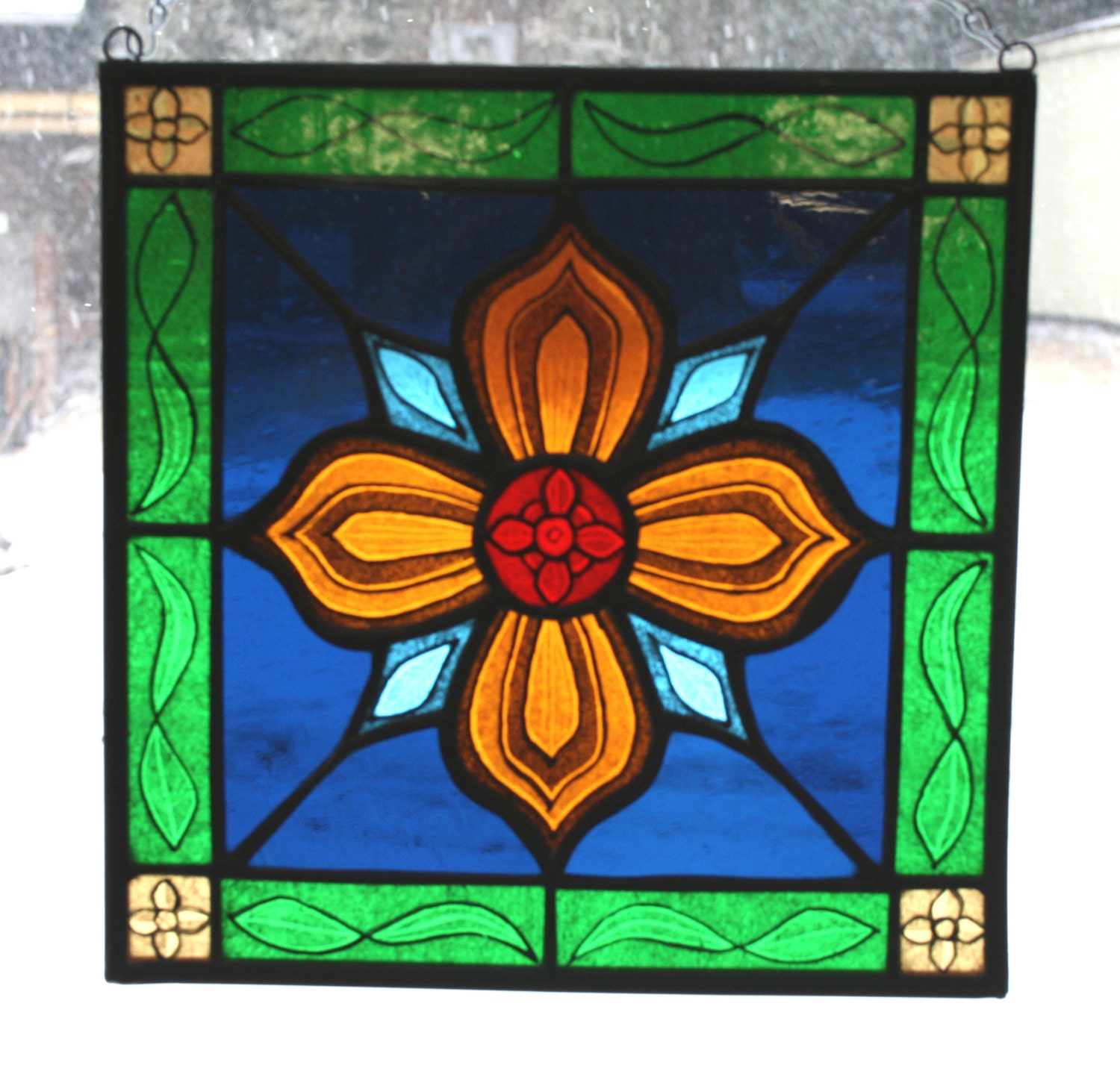 Stained Glass Kiln Fired Hand Painted by