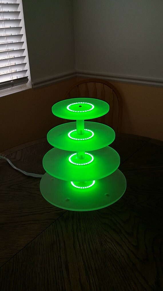 4 tier lighted round acrylic cake cupcake stand with color