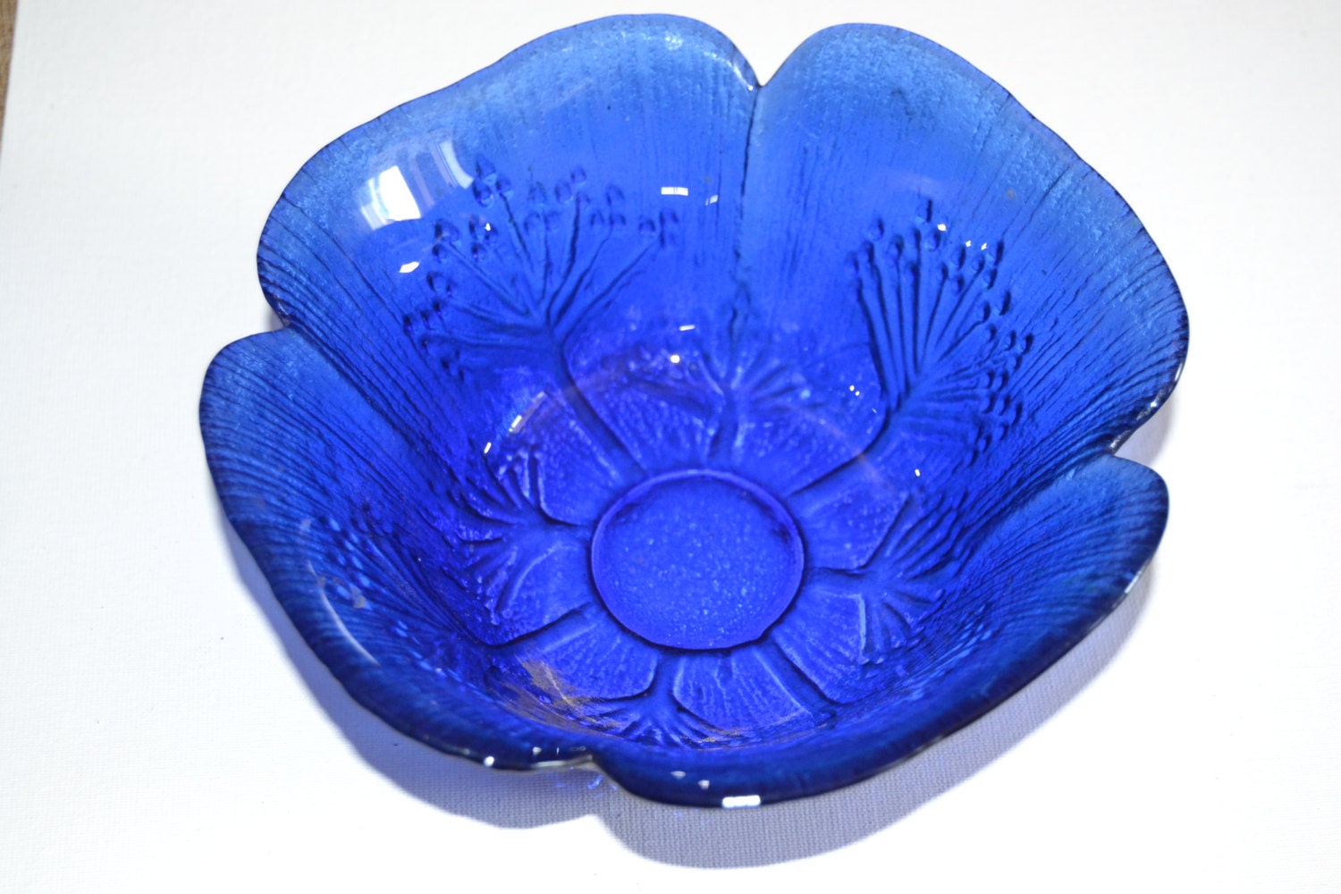 Vintage Cobalt Blue Glass Dish Blue Dish Cobalt By Lilivintagebox