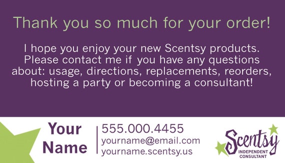 Scentsy Consultant Thank You Cards