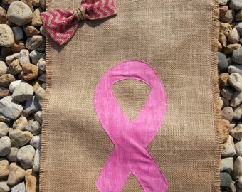 Breast Cancer Flag / Breast Cancer Awareness Flag / Burlap Garden Flag/ Garden Flag / Pink Ribbon / Survivor / Courage