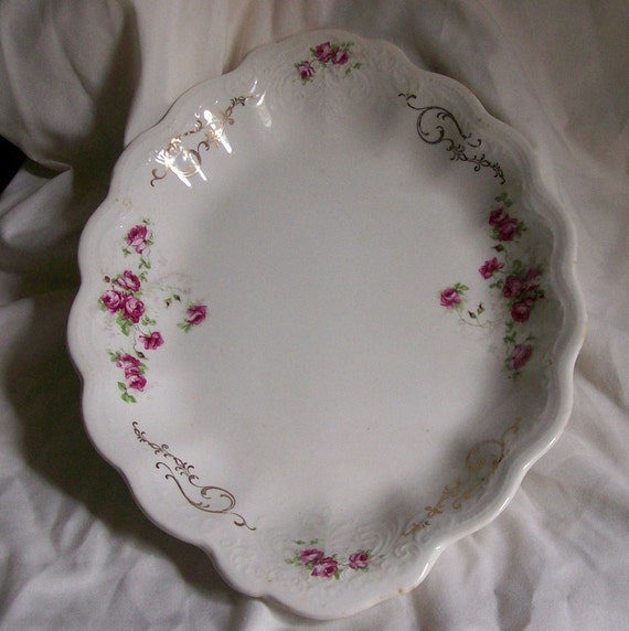 Vintage Royal Firenze China Floral Rose Platter Shabby Chic